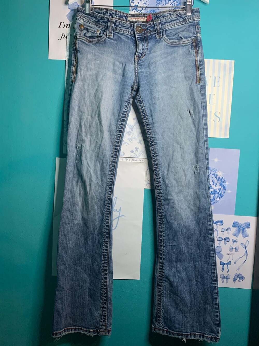 Aeropostale Hailey Skinny Flare Jeans Light Wash Distressed